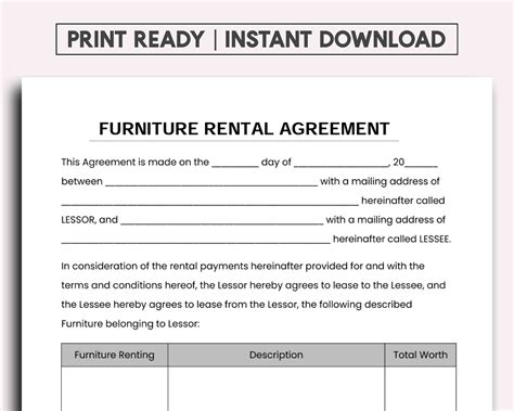 Furniture Rental Contract Template