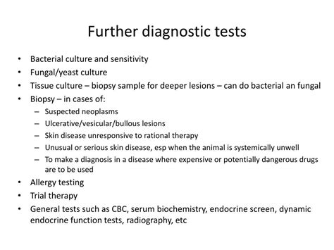 Further Diagnostic Tests