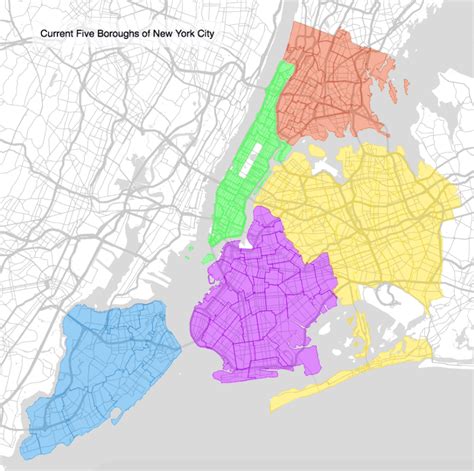 Map of NYC with 5 Boroughs