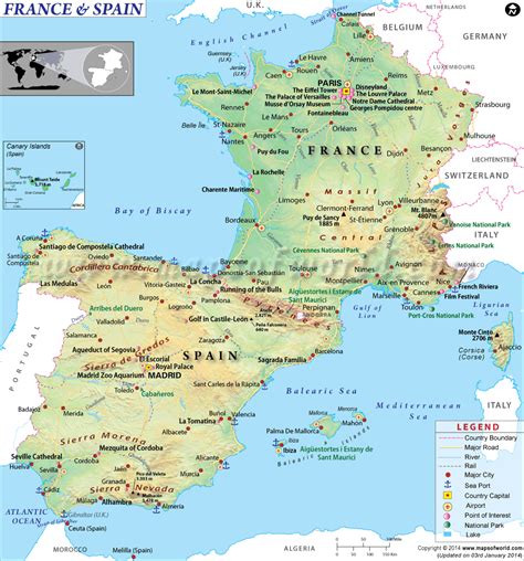 A map of Spain and France