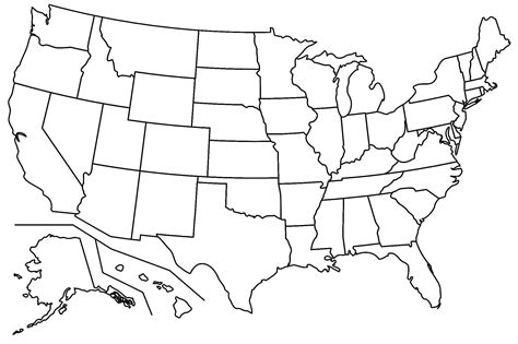 Map of United States with no labels
