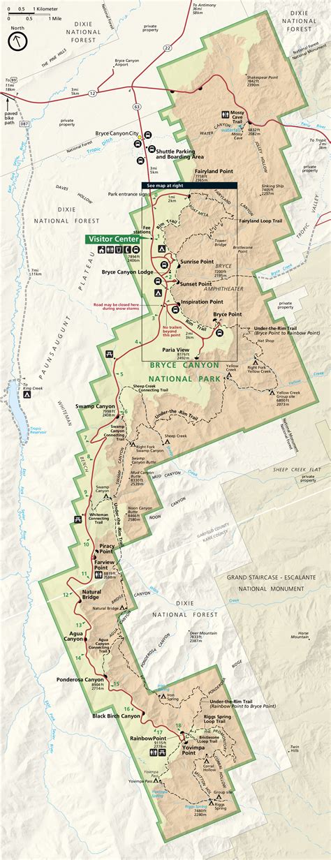 A map of Bryce Canyon National Park