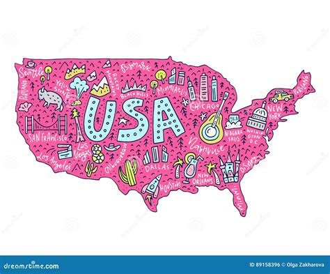 Cartoon Map of United States