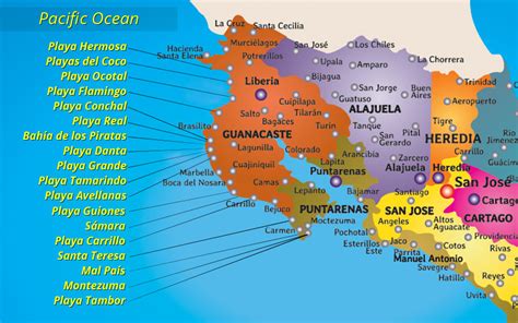 Map of Costa Rica Beaches