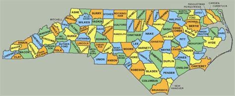 Counties in North Carolina Map