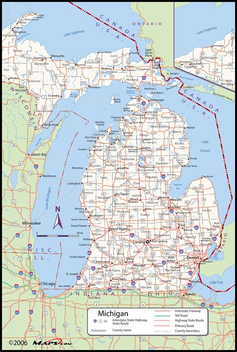 A county map of Michigan with cities