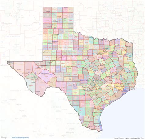 County Map of Texas with roads