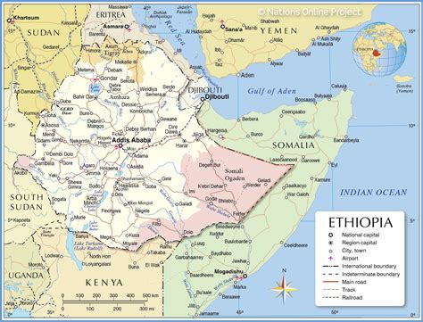 A map of Africa with Ethiopia highlighted