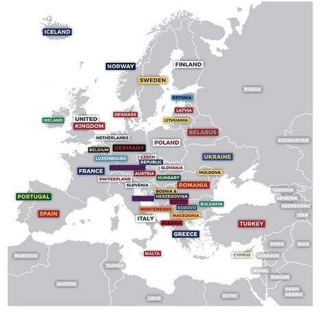 Map of Europe with Countries Labeled