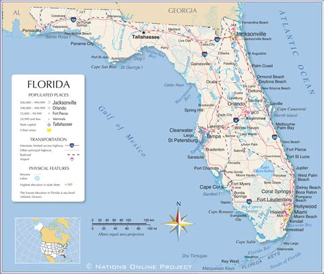 A map of Florida with cities and towns highlighted