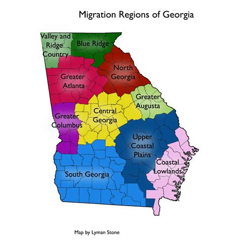 Map of Georgia with counties and cities