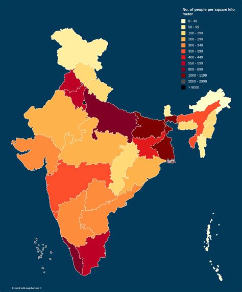 India Map Showing Population Density