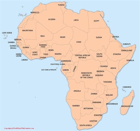 Labeled Map of Africa Countries