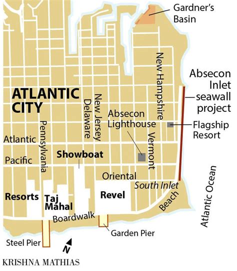 A map of Atlantic City casinos