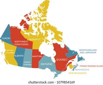 Map of Canada with labels