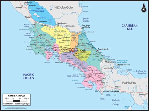 Map of Costa Rica Central America