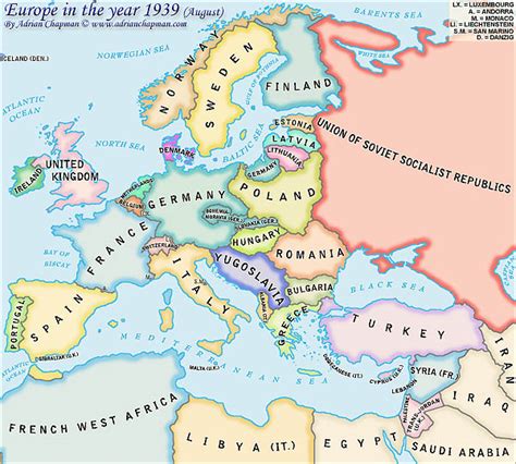 A Map of Europe in 1939