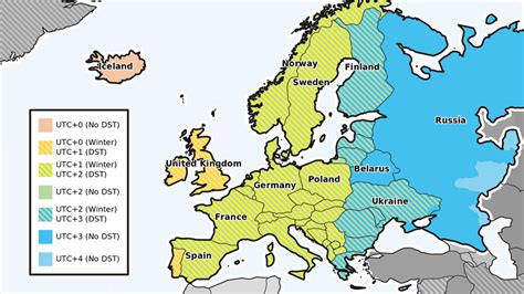 Map of European Time Zones