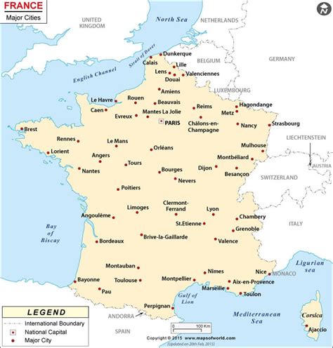 Map of France with cities