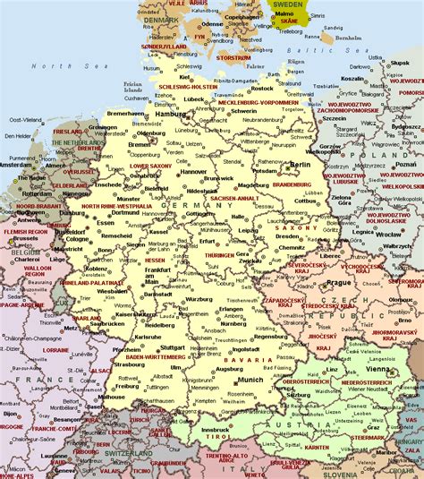 Map of Germany with cities