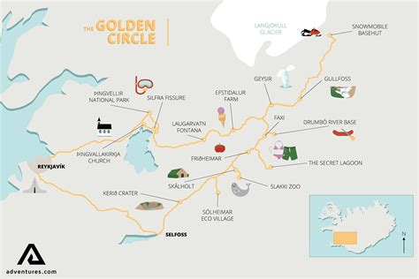 Map of Golden Circle Iceland