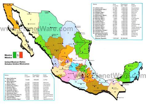 Map of Mexico with States