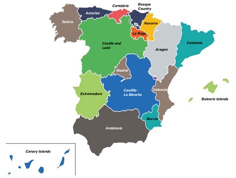 Map of Spain with Regions