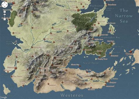 Map of Westeros and Essos