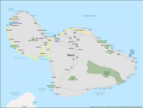 Maui Hawaii Map Of Island