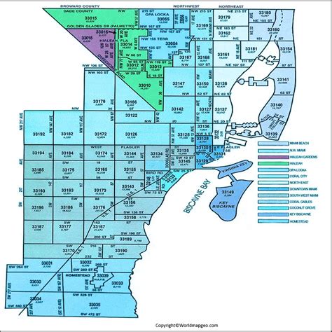 A map with Miami Dade zip codes