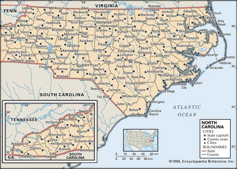 North Carolina Map of Towns