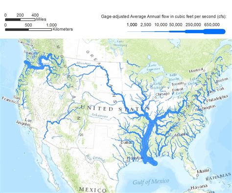 United States map with rivers