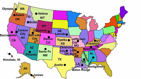 Map of United States State Capitals