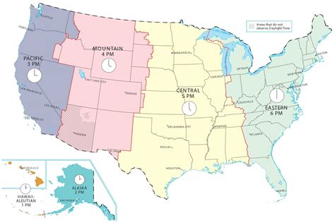 United States Time Zones Map