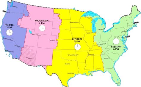 USA Time Zone Map Printable