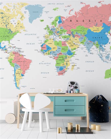A wall map of the world decal
