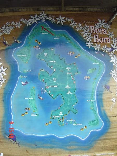 World Map with Bora Bora