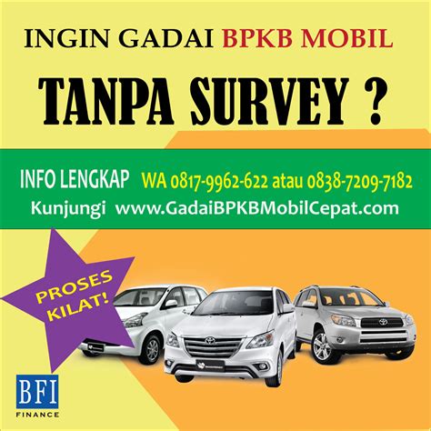 Gadai BPKB Mobil Tanpa Survey