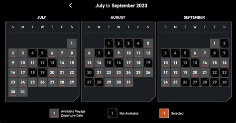 Galactic Starcruiser Availability Calendar