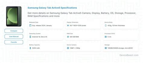 Galaxy Tab Active5 Specifications: