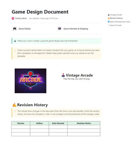 Game Design Template