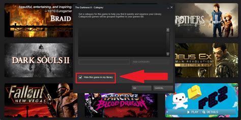 Games in the Steam Library can be hide out