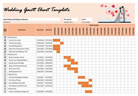 Gantt Chart Wedding Planner