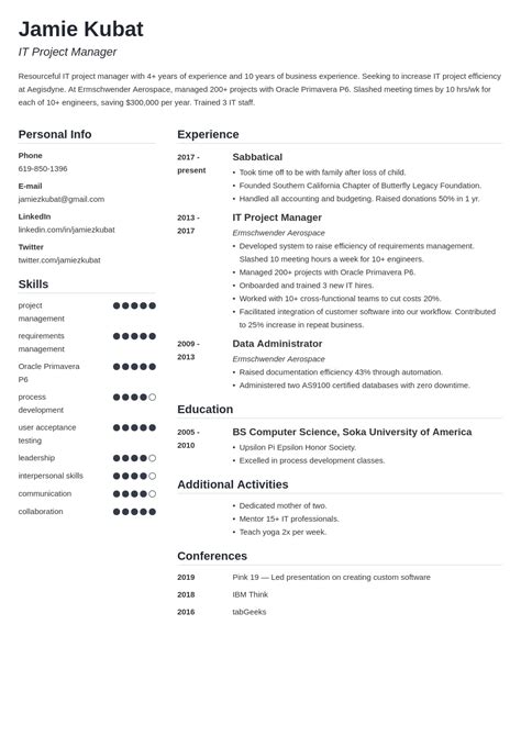 Gaps in Resume Examples