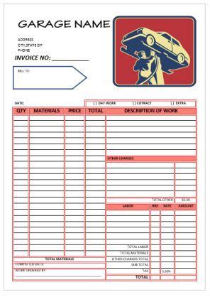Garage Invoice Template - KylieSpearman Blog