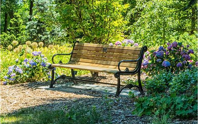 Garden Bench In A Backyard Landscape