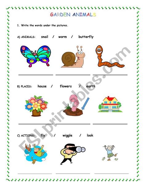 Garden Animals Worksheets
