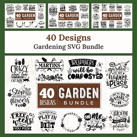 Download Garden Bundle 40 Designs Silhouette DXF Files