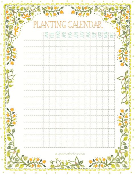 Gardening Calendar Template