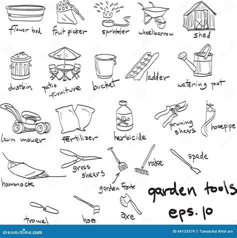 Gardening Tools Drawing With Names